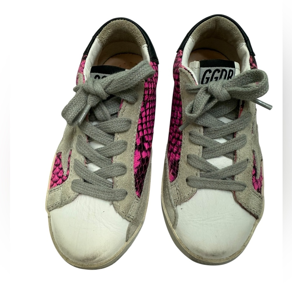 GOLDEN GOOSE Superstar Kids Fuchsia Snakeskin Sneakers - Size 25 / 8.5 - Picture 5 of 13